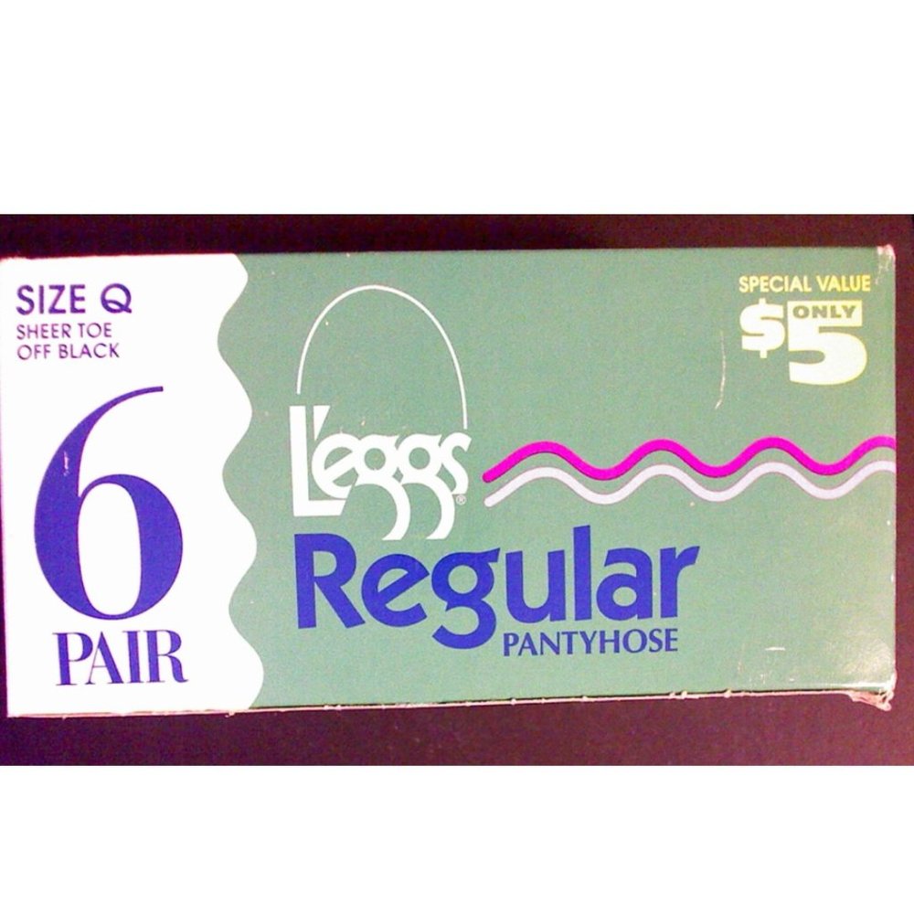 LEGGS Sheer Pantyhose Size Q Off Black Queen Hose Sheer Toe Vintage 6 Pack